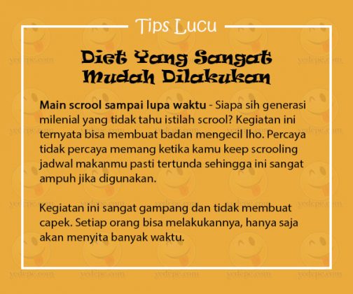 Tips Lucu Diet yang Sangat Mudah dilakukan - YEDEPE.COM